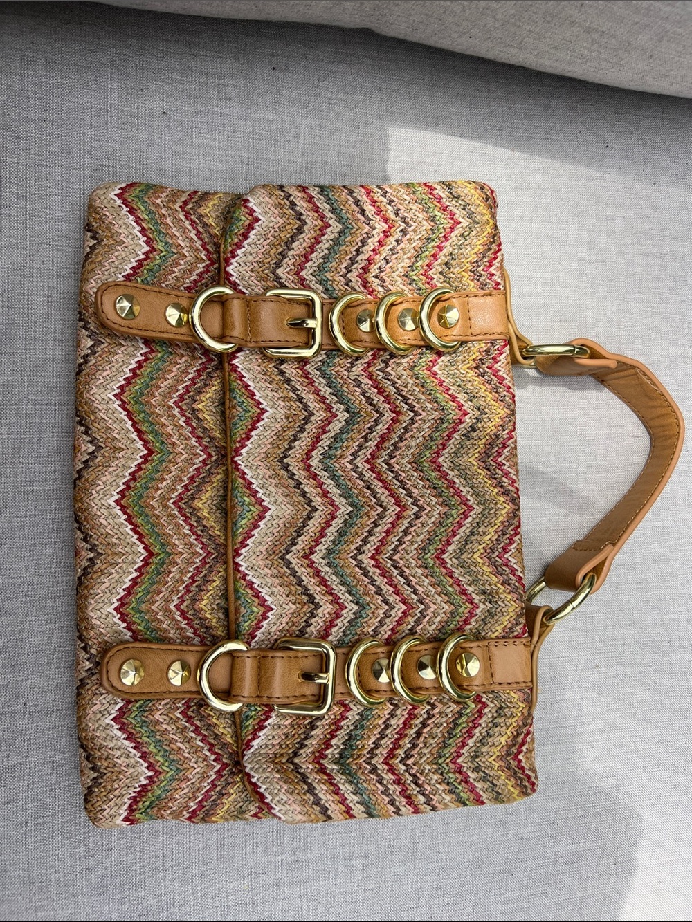 Olivia + Joy Chevron Woven Multicolor Crossbody Clutch Purse Bag